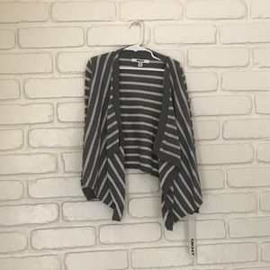DKNY grey and white striped sweater